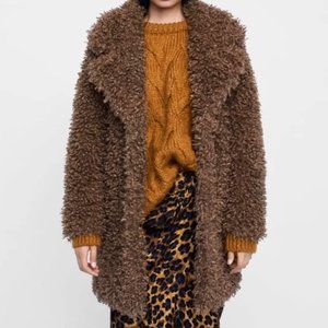 Zara Teddy Bear Coat - Camel